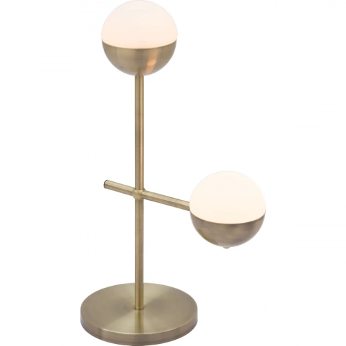 Waterloo Table Lamp in Brushed Bronze with 2 Frosted Glass Orbs