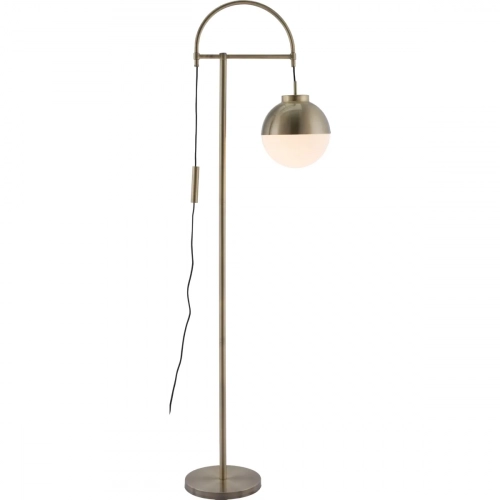 Waterloo Floor Lamp in Brushed Brass with 1 Frosted Glass Orb