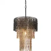 Bizu Ceiling Lamp in Black Steel & Black & Beige Wood Beads