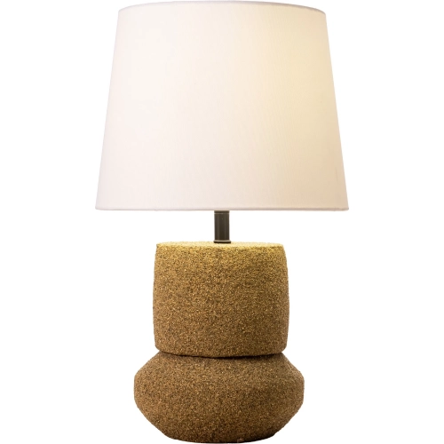 Seina Solar Table Lamp in Natural Terracotta Clay & White Fabric