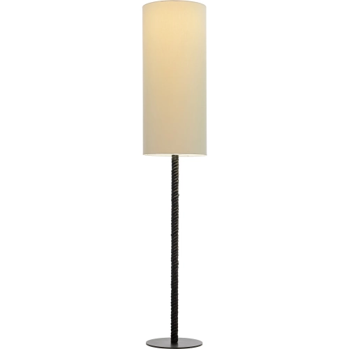 Lumaris Solar Floor Lamp in Black Poly Coated Metal & White Fabric