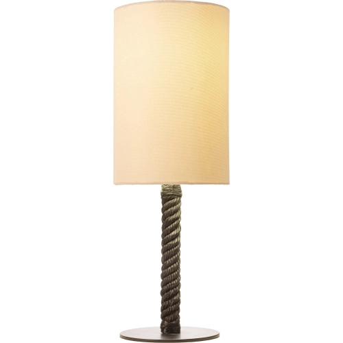 Lumaris Solar Table Lamp in Black Poly Coated Metal & White Fabric
