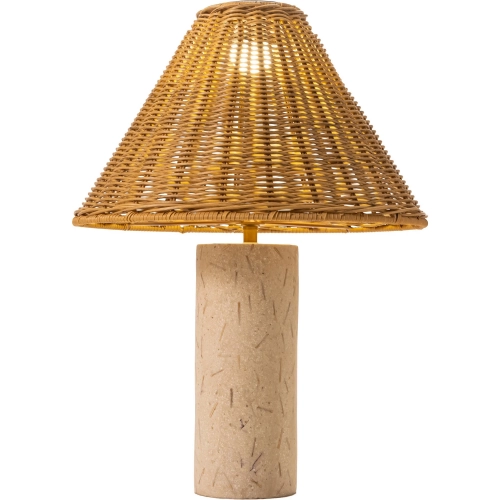 Kintal Solar Table Lamp in Beige Coconut Mix Stone & PE Rattan