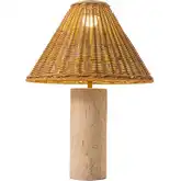Kintal Solar Table Lamp in Beige Coconut Mix Stone & PE Rattan