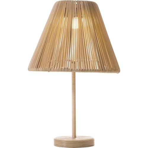 Lumika Solar Table Lamp in Beige Synthetic Rattan Weave