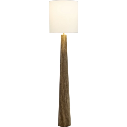 Woonari Solar Floor Lamp in Brown Faux Wood Steel & White Fabric