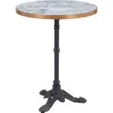 Gazebo Outdoor 24" Dining Table in Faux Stone & Black Cast Aluminum