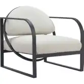 Flakt Outdoor Accent Chair in Ivory Fabric & Black Aluminum