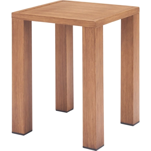 Regels Outdoor Side Table in Natural Finish Faux Wood Aluminum