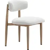 Bege Outdoor Dining Chair in White Outdoor Fabric & Brown Wood