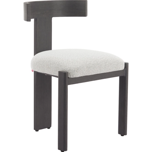 Tiana Outdoor Dining Chair in Beige Fabric & Black Faux Wood Aluminum