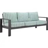 Rolig Outdoor Sofa in Green Stripe Fabric & Black Aluminum