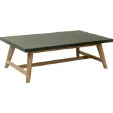Dert Outdoor Coffee Table in Gray Faux Concrete & Brushed Wood