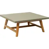 Kert Outdoor Coffee Table in Gray Faux Concrete & Brushed Acacia Wood