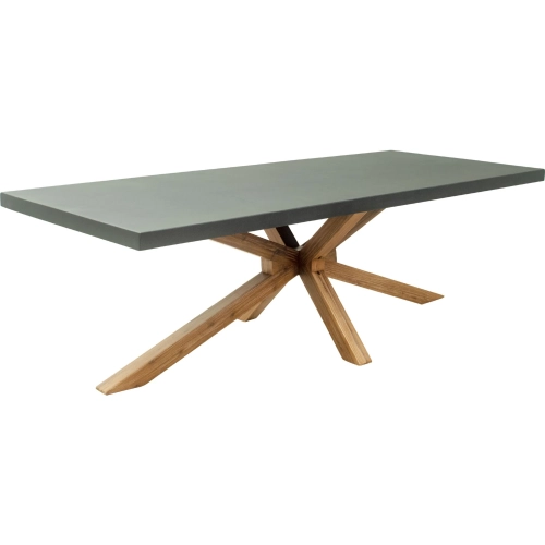 Suan Outdoor Dining Table in Gray Faux Concrete & Brushed Wood