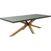 Suan Outdoor Dining Table in Gray Faux Concrete & Brushed Wood