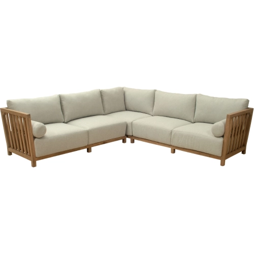 Teras Outdoor Sectional Sofa in Gray Fabric & Natural Finish Wood