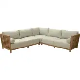 Teras Outdoor Sectional Sofa in Gray Fabric & Natural Finish Wood
