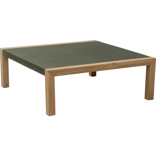 Teras Outdoor Coffee Table in Gray Faux Concrete & Brushed Wood