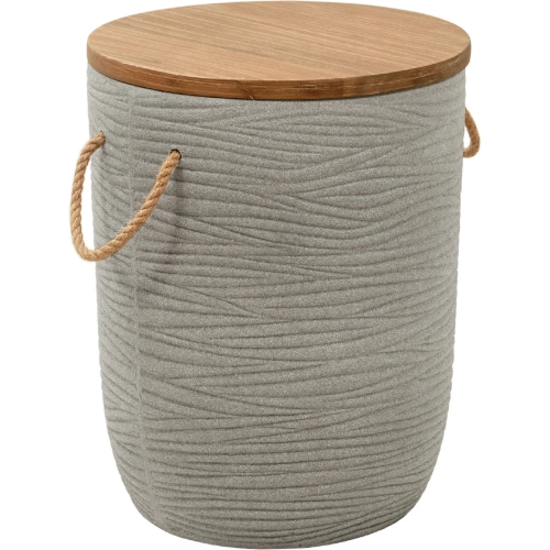 Biban Outdoor Side Table in Brushed Acacia Wood & Faux Concrete