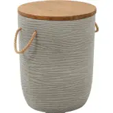 Biban Outdoor Side Table in Brushed Acacia Wood & Faux Concrete