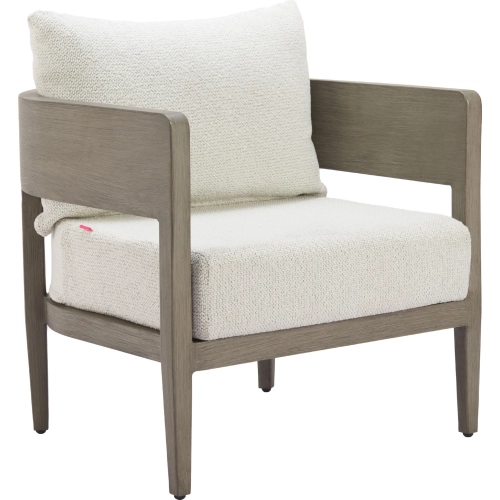 Foret Outdoor Accent Arm Chair in Beige Fabric & Faux Wood Aluminum
