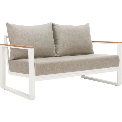 Welt Outdoor Sofa in Taupe Fabric & White Aluminum