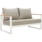 Welt Outdoor Sofa in Taupe Fabric & White Aluminum