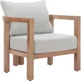 Leto Outdoor Accent Arm Chair in Gray Fabric & Faux Wood Aluminum