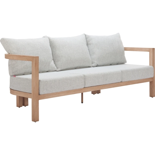 Leto Outdoor Sofa in Gray Fabric & Faux Wood Aluminum