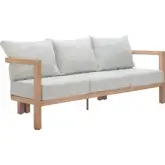 Leto Outdoor Sofa in Gray Fabric & Faux Wood Aluminum