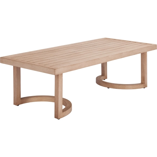 Leto Outdoor Coffee Table in Brown Faux Wood Aluminum