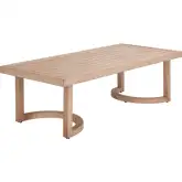 Leto Outdoor Coffee Table in Brown Faux Wood Aluminum