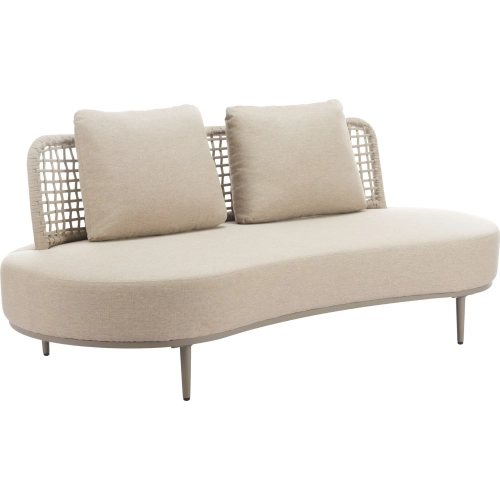 Ruhe Outdoor Sofa in Beige Fabric, Poly Rattan & Metal