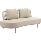 Ruhe Outdoor Sofa in Beige Fabric, Poly Rattan & Metal