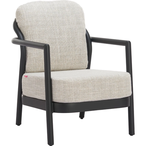 Rein Outdoor Accent Chair in Beige Fabric & Black Aluminum