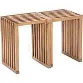 Riviera Outdoor Extendable 15 to 26" Stool in Natural Acacia Wood (Set of 2)