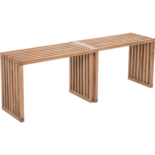 Riviera Outdoor Extendable 29 to 53" Bench in Natural Acacia Wood (Set of 2)