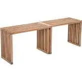 Riviera Outdoor Extendable 29 to 53" Bench in Natural Acacia Wood (Set of 2)