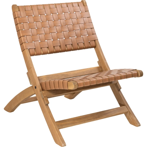 Sunflare Outdoor Lounge Chair in Brown Poly Weave & Natural Wood
