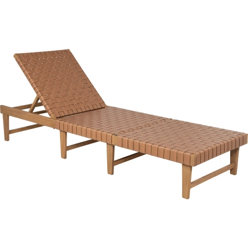 Breath Outdoor Chaise Lounge Chair in Brown Poly Weave & Wood