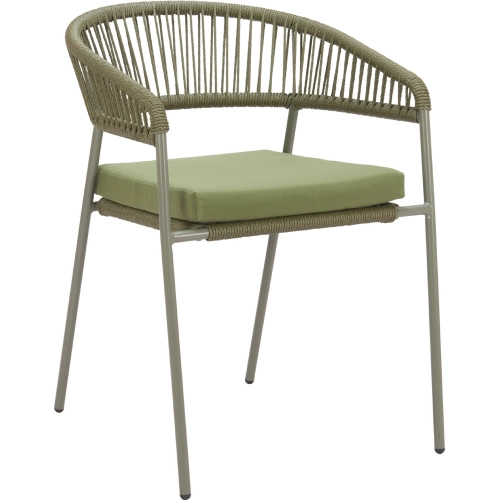 Skye Outdoor Dining Chair in Green Fabric, Rattan & Steel (Set of 2)