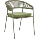 Skye Outdoor Dining Chair in Green Fabric, Rattan & Steel (Set of 2)