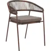 Skye Dining Chair in Brown PE Rattan, Steel & Fabric (Set of 2)