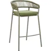 Skye Bar Stool in Green PE Rattan, Steel & Fabric (Set of 2)
