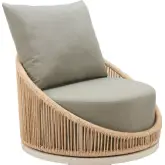Cabana Outdoor Swivel Accent Chair in Gray Multicolor Fabric & Rattan