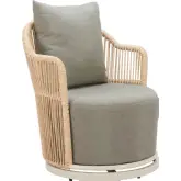 Lanai Outdoor Swivel Accent Chair in Gray Multicolor Fabric & Rattan
