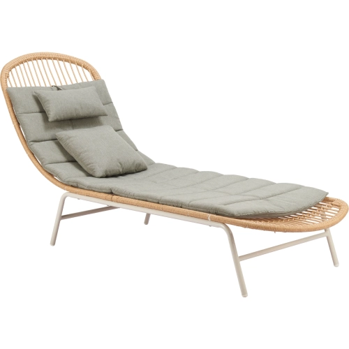 Skim Outdoor Chaise Lounge in PE Rattan, Gray Fabric & Aluminum