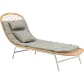 Skim Outdoor Chaise Lounge in PE Rattan, Gray Fabric & Aluminum