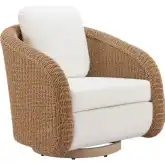 Solara Outdoor Swivel Chair in PE Rattan & Ivory Fabric